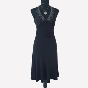 #94 RUBY ROX ~ Black Form Fitting Halter Dress with Rhinestone Accents size M